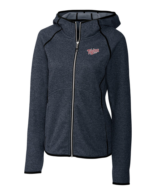 Minnesota Twins Cooperstown Cutter & Buck Mainsail Full Zip Hooded Womens Jacket