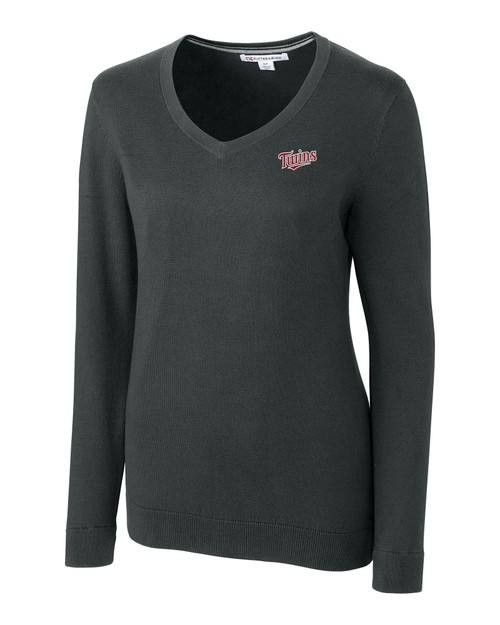 Minnesota Twins Cooperstown Cutter & Buck Lakemont Tri-Blend Womens V-Neck Pullover Sweater