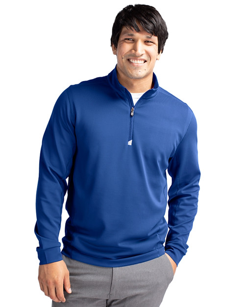 Cutter and Buck Seattle Mariners Navy Blue Advantage Pique Long Sleeve Big and Tall Polos Shirt, Navy Blue, 55% Cotton / 42% Poly / 3% SPANDEX, Size