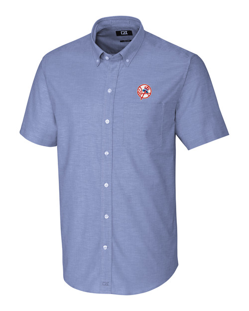 New York Yankees Cutter & Buck Stretch Oxford Stripe Mens