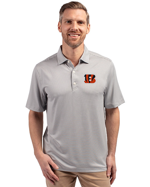 Cincinnati Bengals Cutter & Buck Forge Eco Double Stripe Stretch Recycled Mens Big &Tall Polo