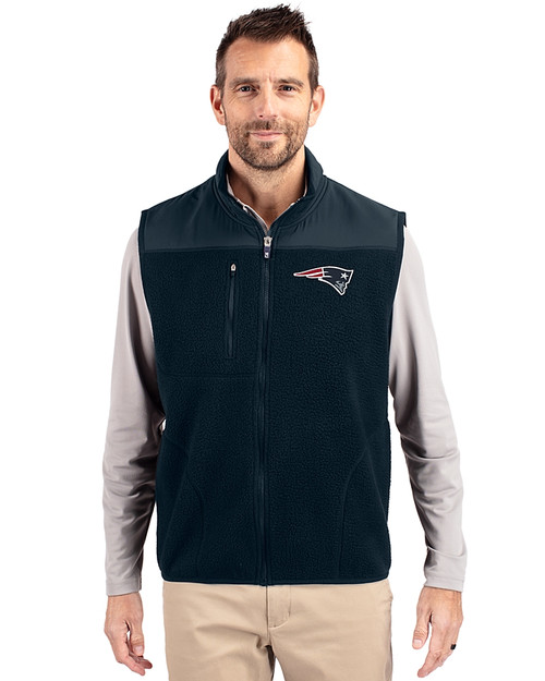 New England Patriots Cutter & Buck Cascade Eco Sherpa Mens Big and Tall Fleece Vest