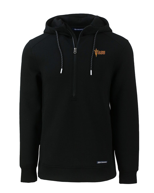 Arizona State Sun Devils Cutter & Buck Roam Eco Half Zip Recycled Mens Hooded Pullover