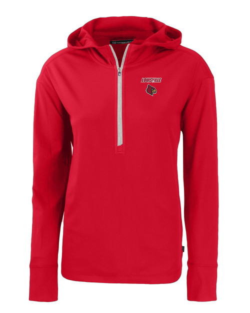 Women's Cutter & Buck White Louisville Cardinals Vault Virtue Eco Pique Recycled Half-Zip Pullover Hoodie Size: Extra Large