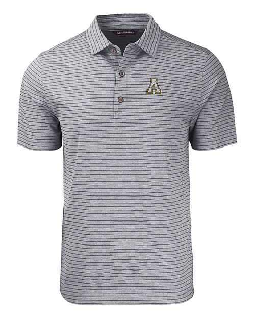Appalachian State Mountaineers Cutter & Buck Forge Eco Heather Stripe Stretch Recycled Mens Polo