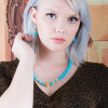  Sleeping Beauty Turquoise Necklace w/18k Beads -JSBGa 