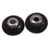 Beads Black Obsidian & Sterling Silver Bead- 2 pc-9x14mm OBS14b 