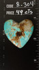 Hearts Number Eight Turquoise Heart - 36x35x6mm  8-304 