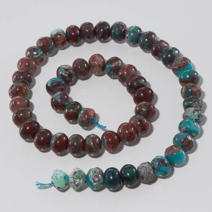 Beads Silicated Chrysocolla - 10mm Rondells SC1a 