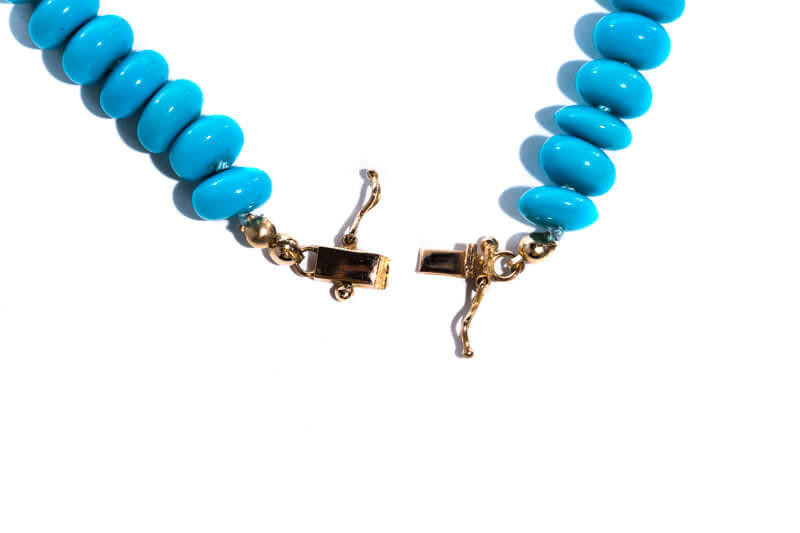  Sleeping Beauty Turquoise Necklace w/18k Beads -JSBGa 
