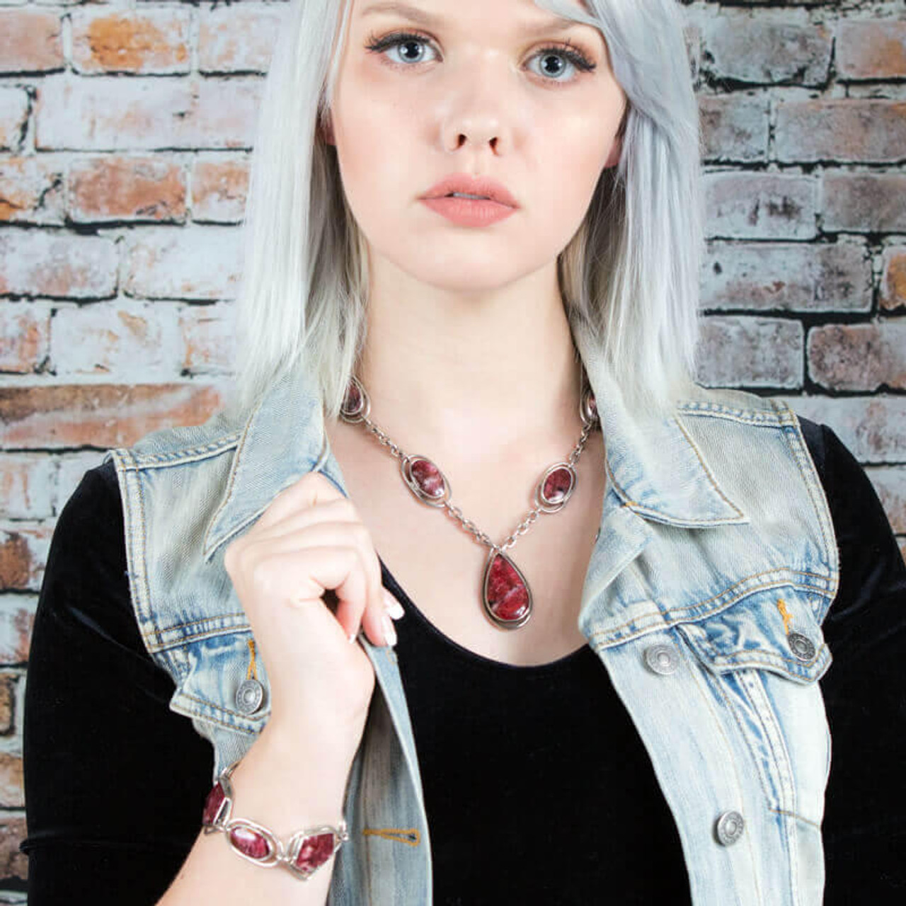 Designer Jewelry Eudialyte Necklace & Bracelet(Canada)  ENB 