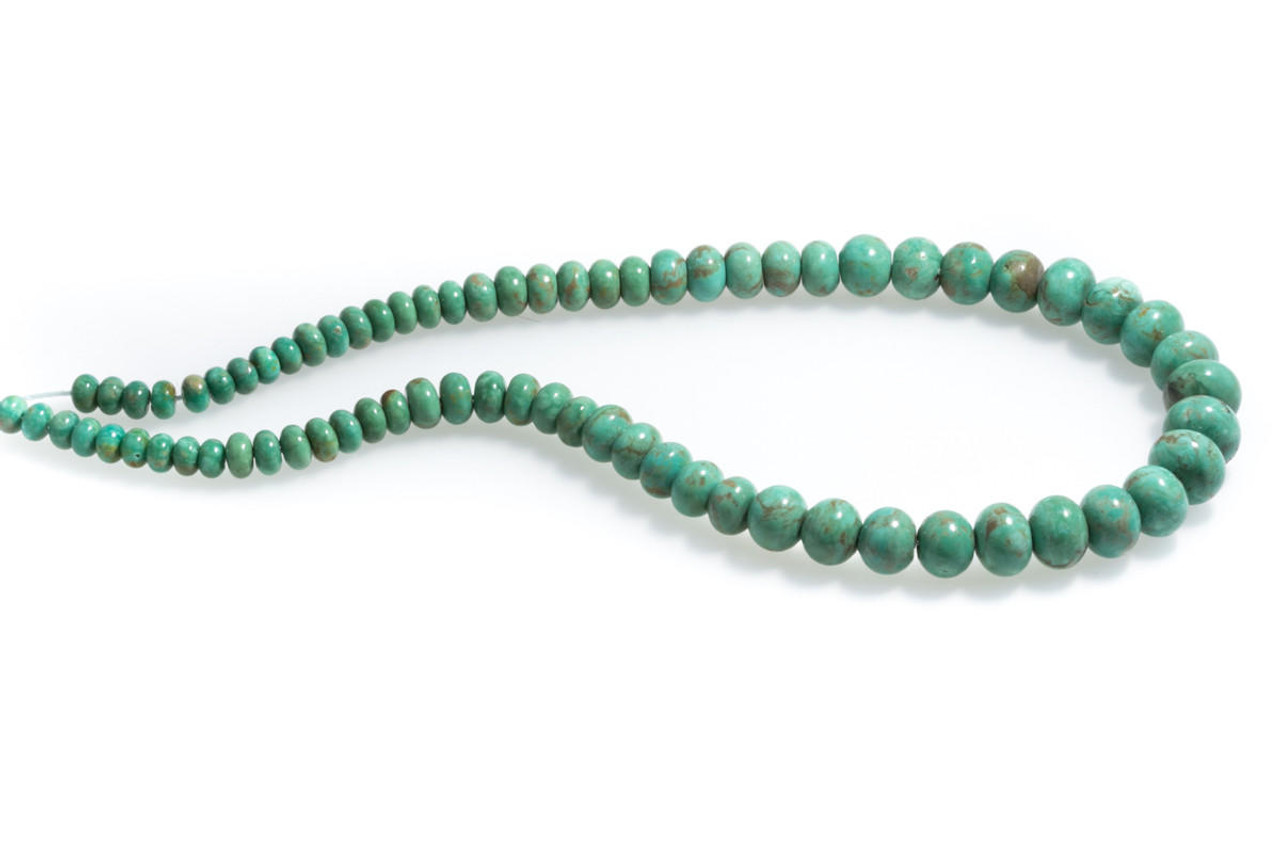 Turquoise Beads Sonoran Green -Mexico 6-12mm Graduated Rondells SGGRa 