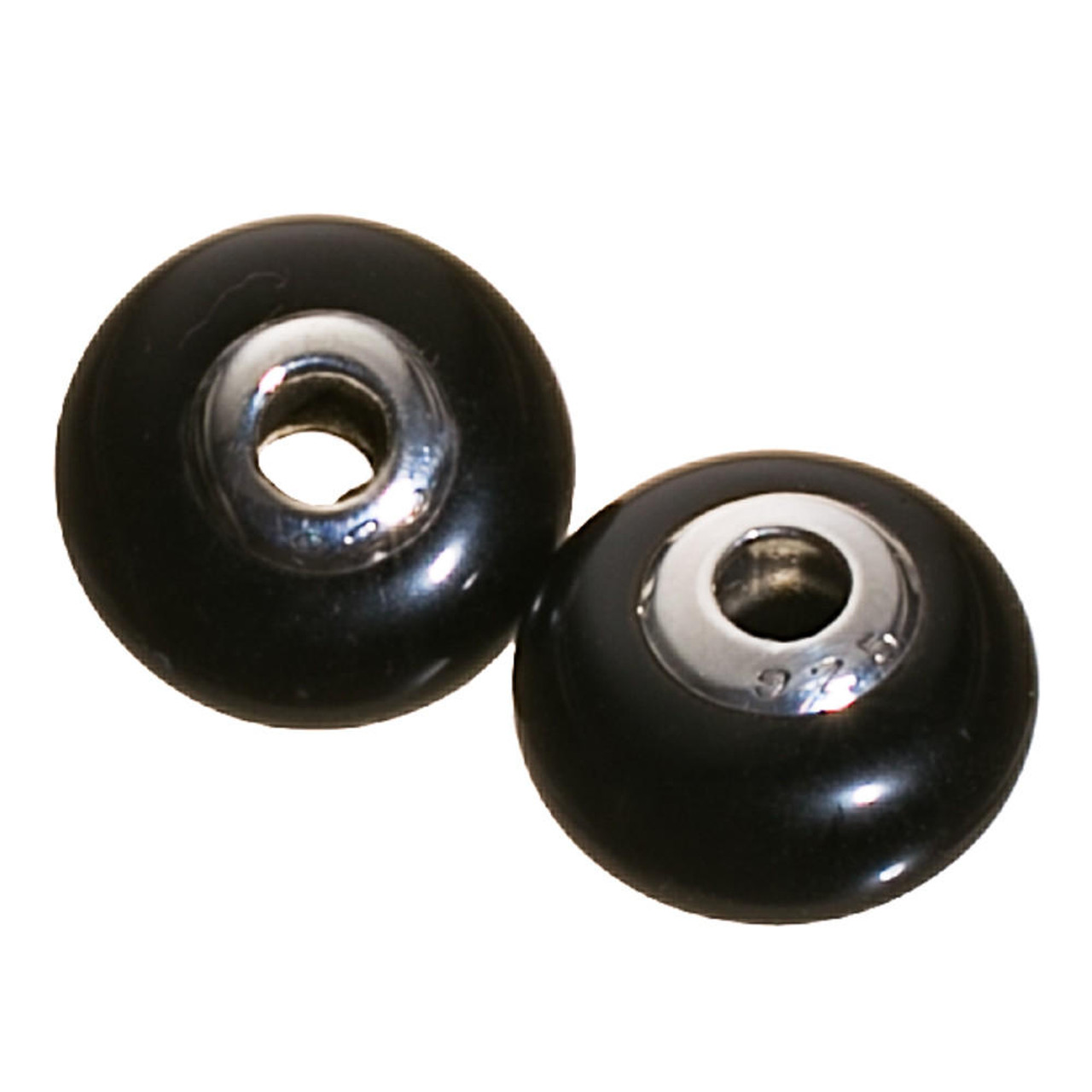 Beads Black Obsidian & Sterling Silver Bead- 2 pc-9x14mm OBS14f 