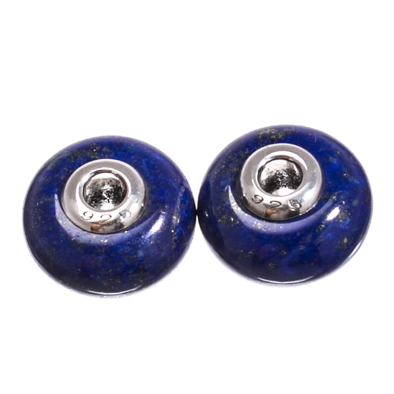 Beads Lapis & Sterling Silver Bead- 2 pc-9x14mm LPS14b 