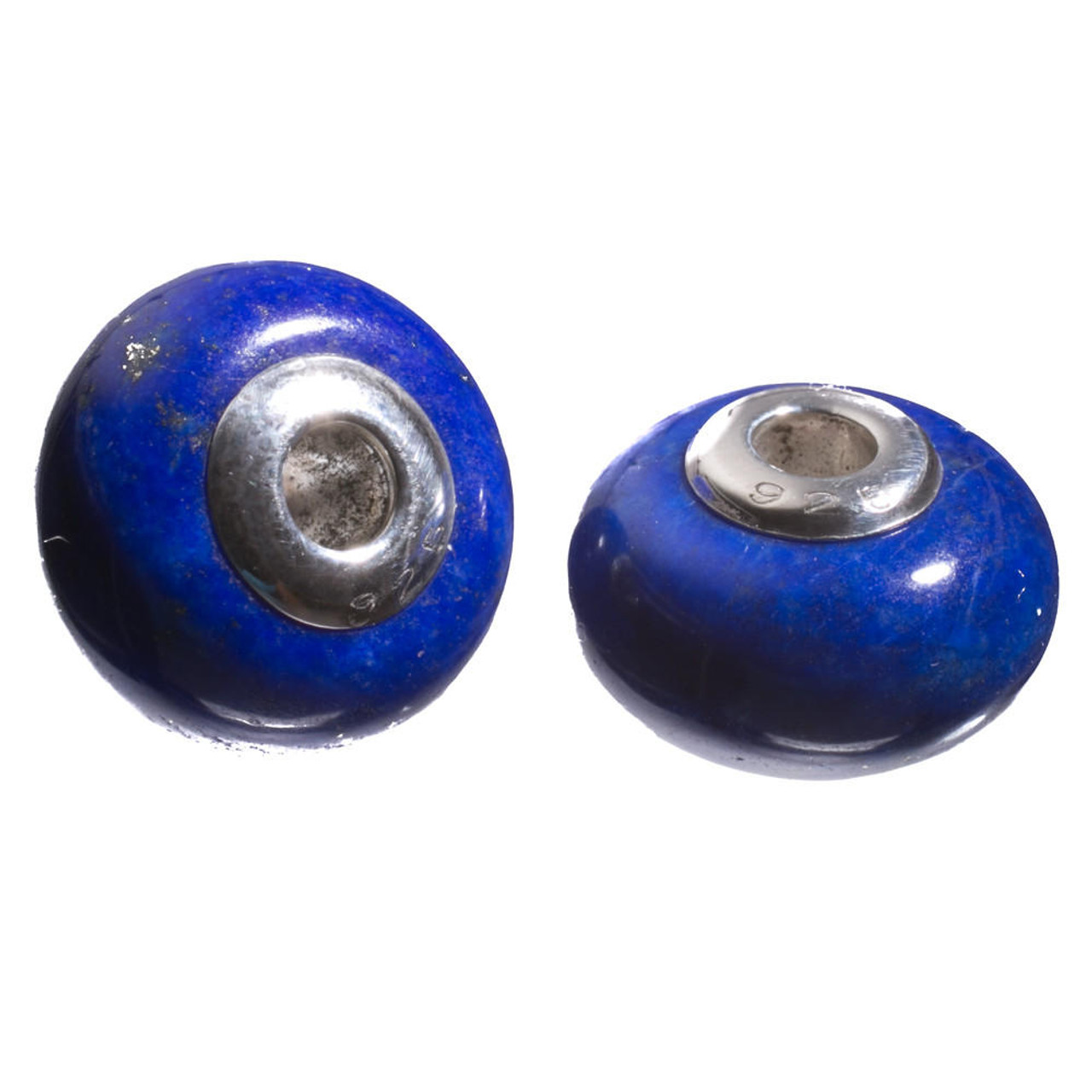 Beads Lapis & Sterling Silver Bead- 2 pc-9x14mm LPS14f 