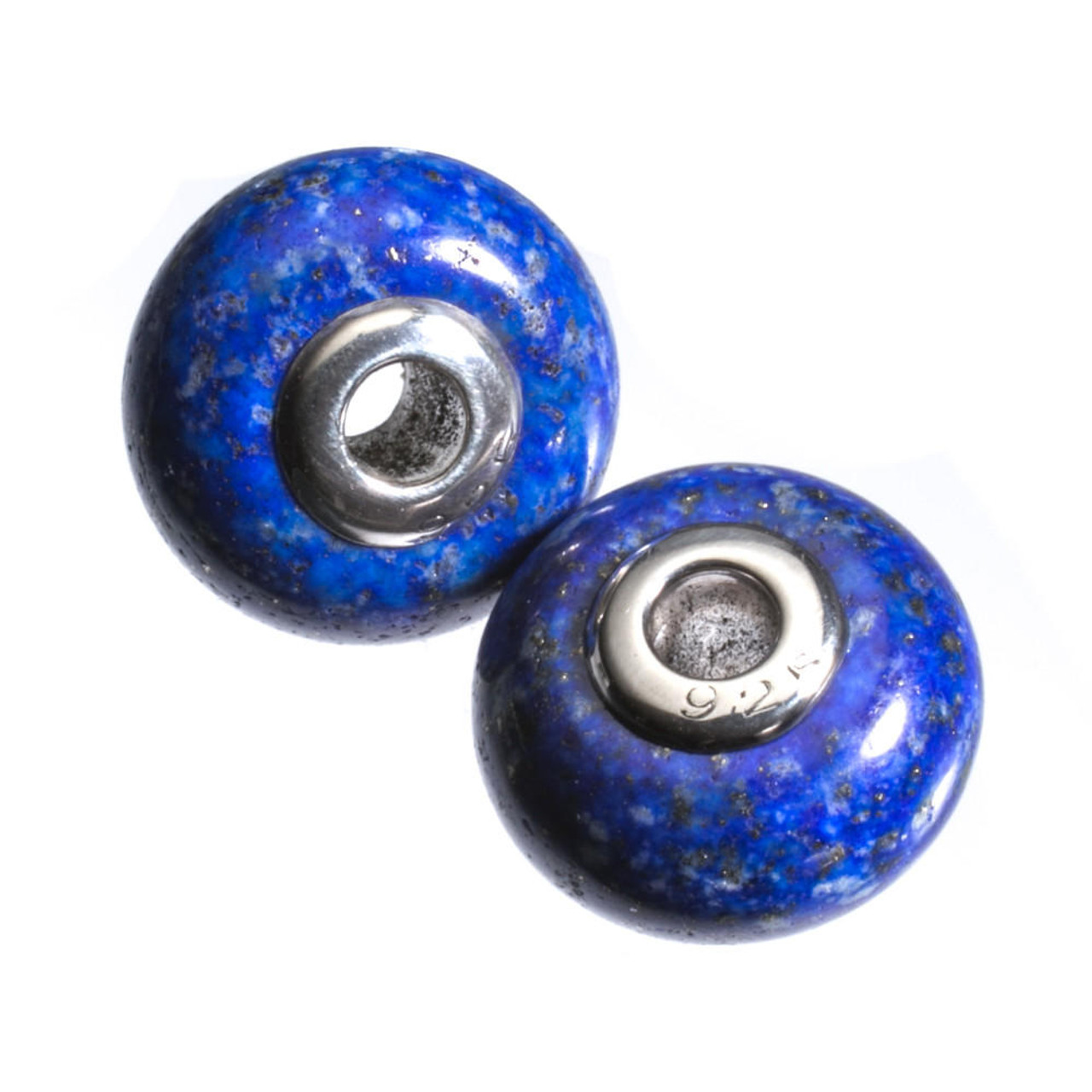 Beads Lapis & Sterling Silver Bead- 2 pc-9x14mm LPS14h 