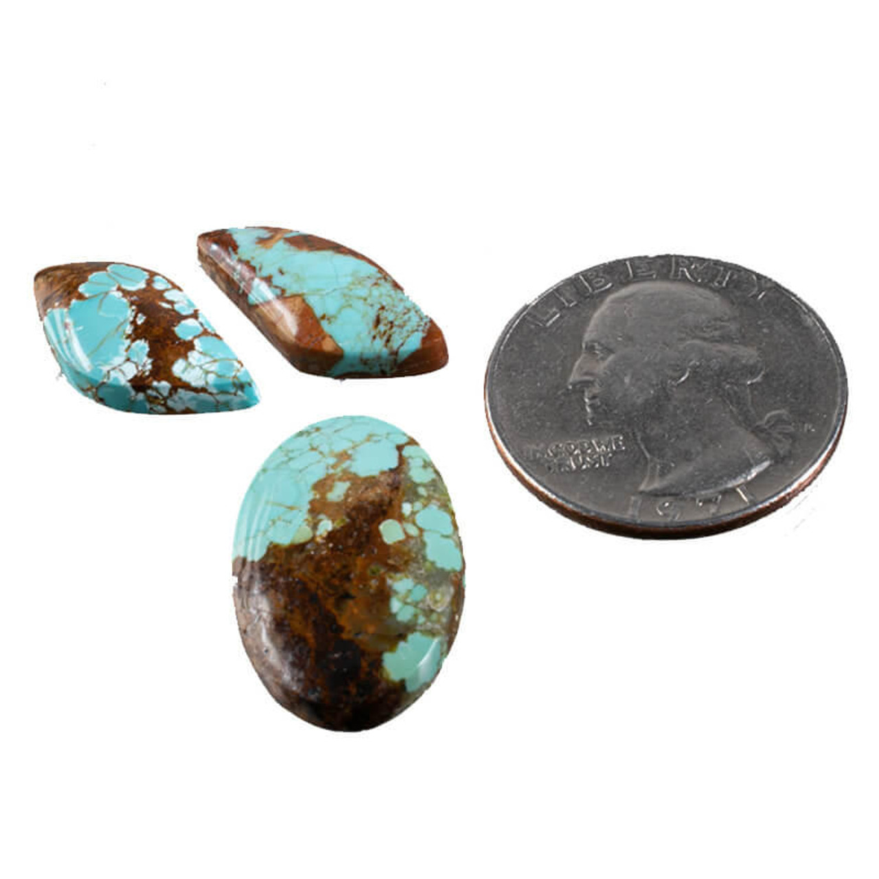 Turquoise Cabochons #8 Mine Turquoise Cabochon Set(3) (Stabilized)  8SC16 