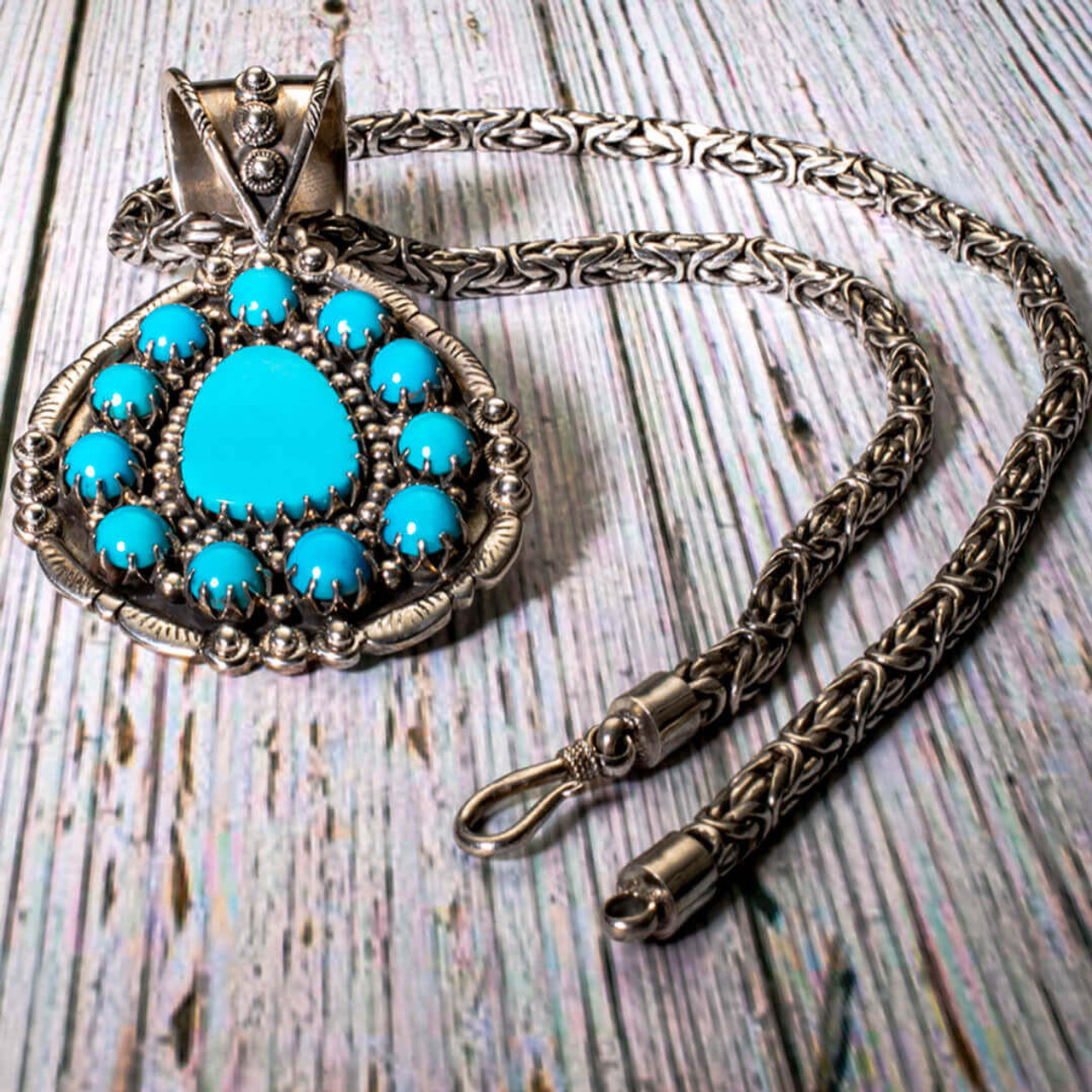Sleeping Beauty Turquoise Necklaceロンハーマン Sleeping Beauty Turquoise & SS Pendant & Chain SBP3a