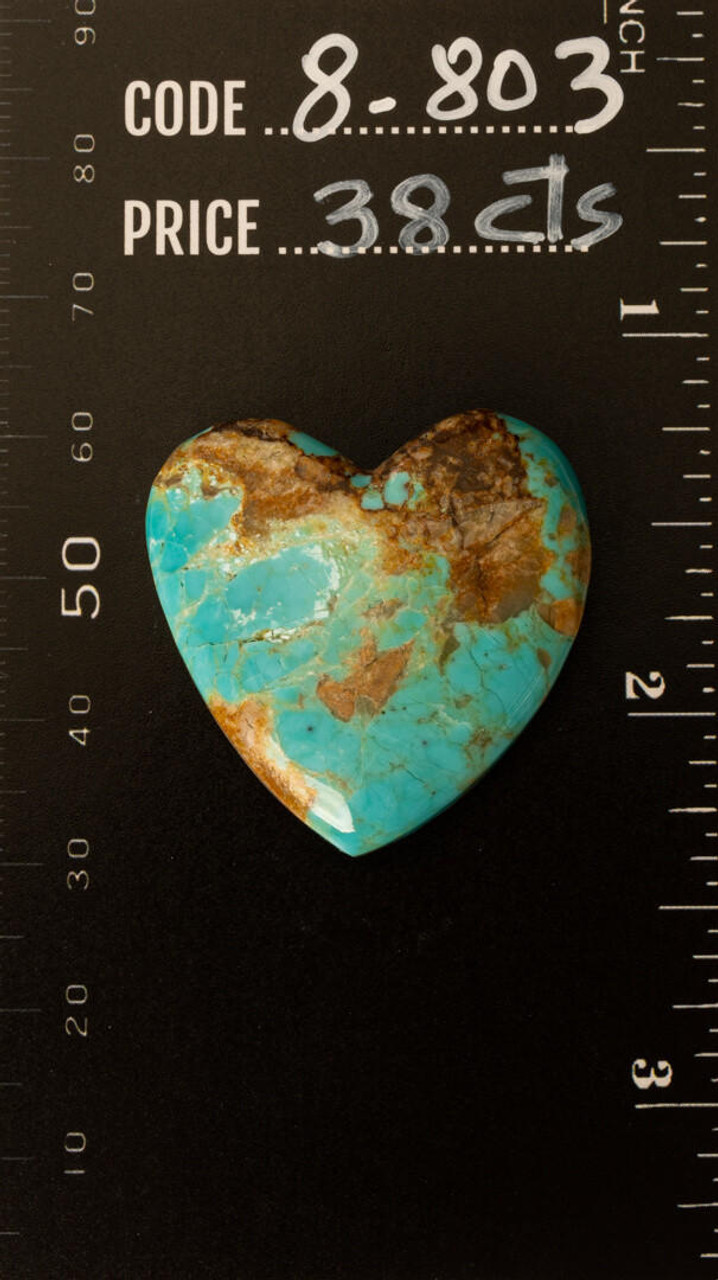 Hearts Number Eight Turquoise Heart - 30x30x6mm  8-803 