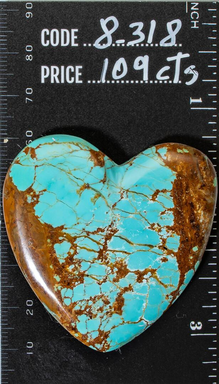 Hearts Number Eight Turquoise Heart - 49x49x7mm  8-318 