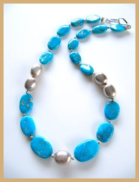  Sleeping Beauty  Necklace w/ SS Nugget Beads SBN2a 