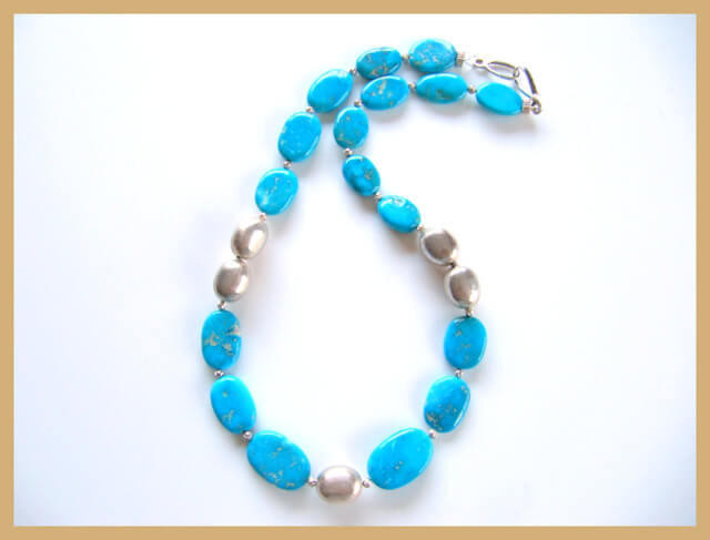  Sleeping Beauty  Necklace w/ SS Nugget Beads SBN2a 