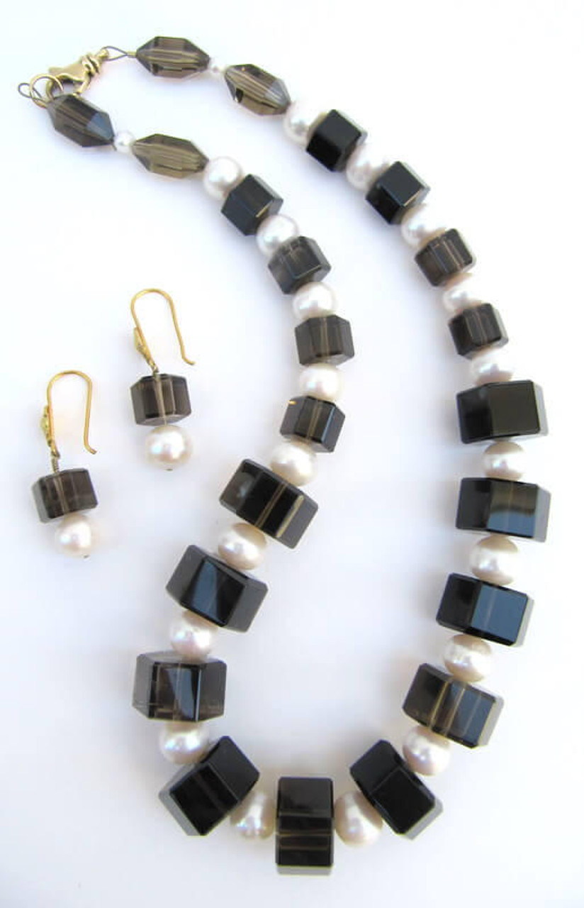  Pearl & Faceted Smokey Quartz  PS1 