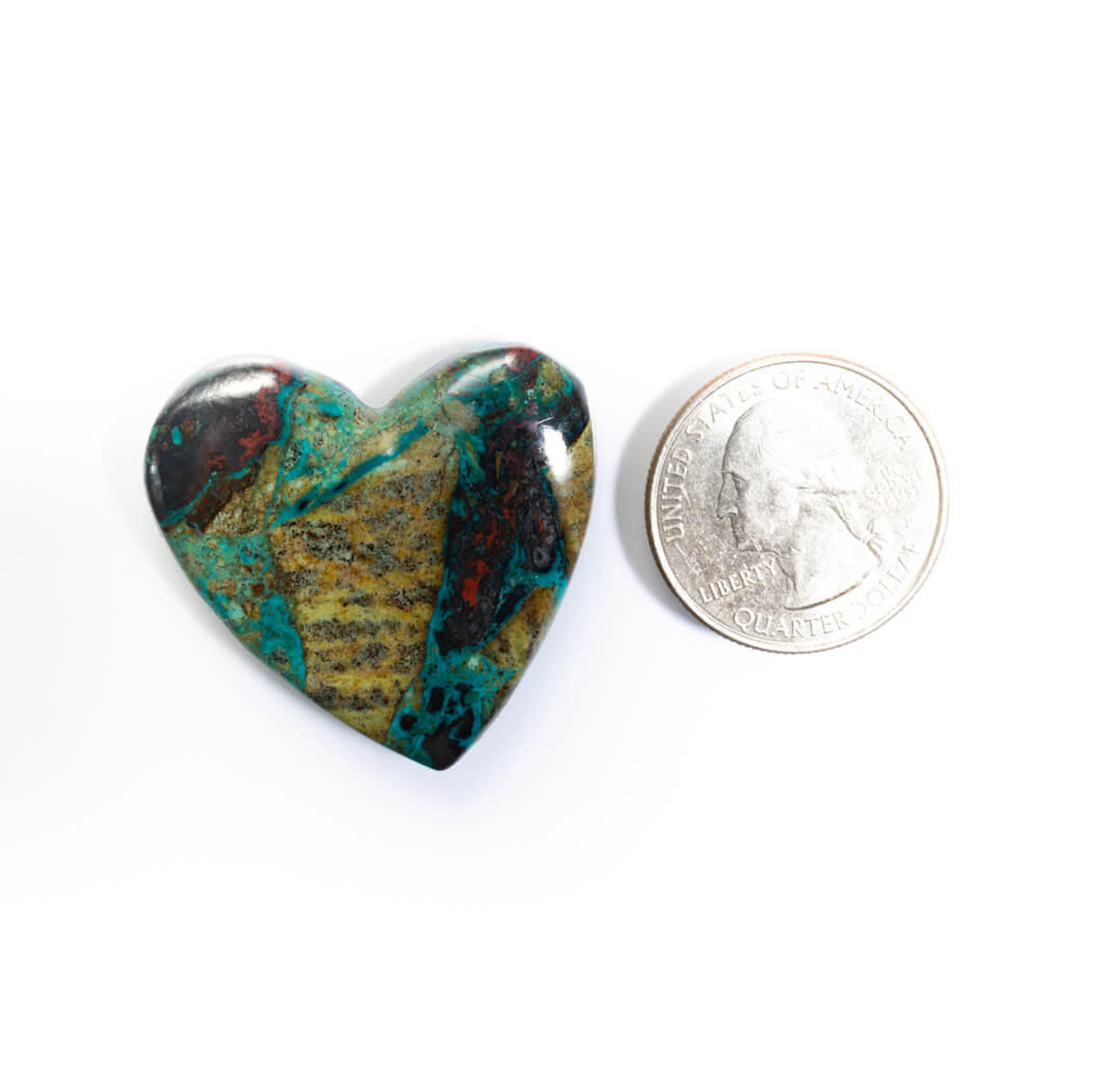 Hearts Chrysocolla-Cuprite & Native Copper Heart-Ray Mine-Arizona-35x35x5mm-CNH9 