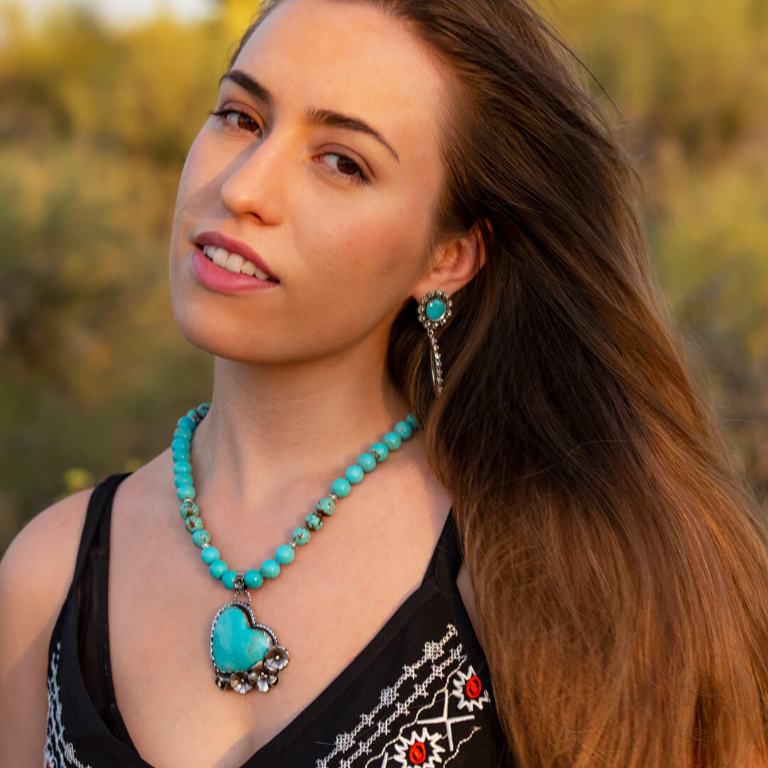 Number Eight Turquoise Necklace & Heart Pendant - N8TH