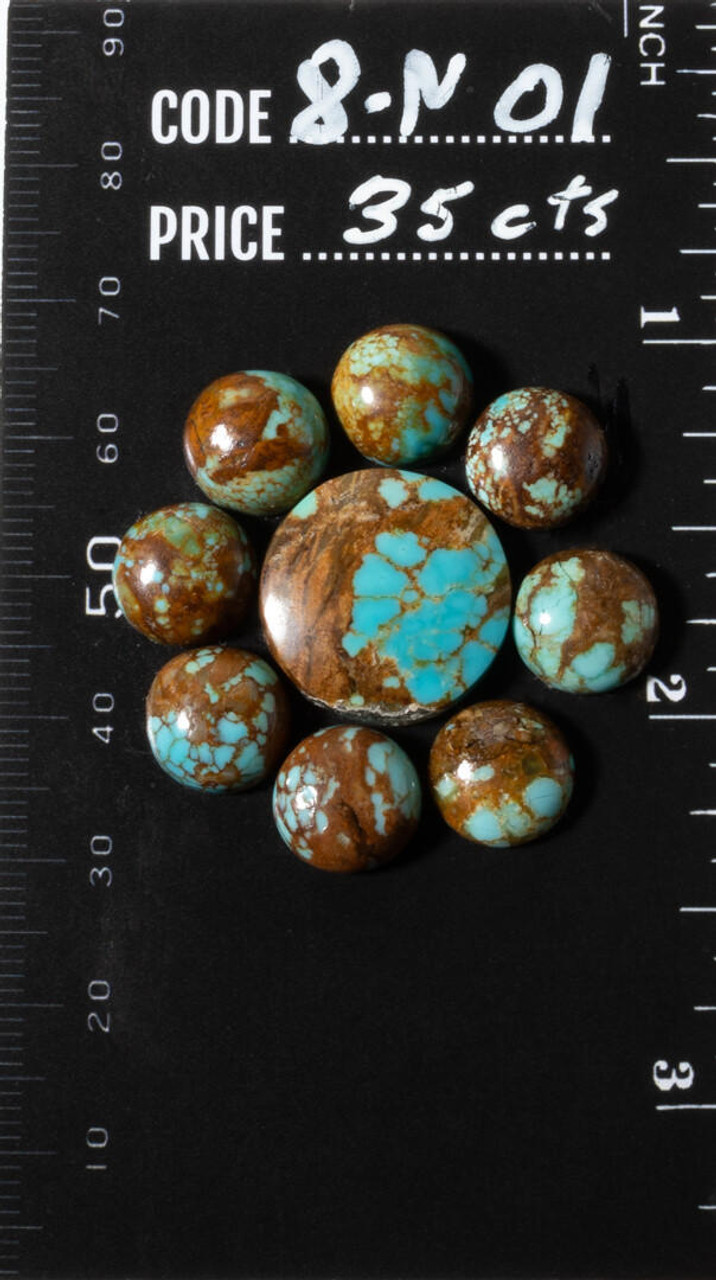 Turquoise Cabochons Number Eight Turquoise Nevada Set -35 cts   8-N-01 