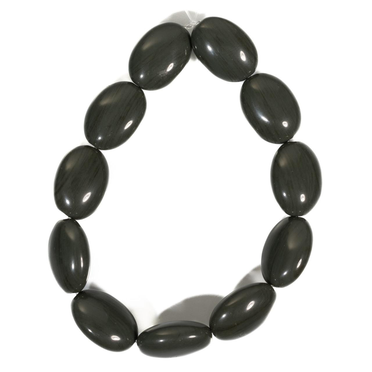  Green Variegated Obsidian (Oregon) 13x18mm Ovals 8 inch GVO1b 