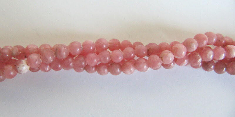 Beads Rhodochrosite(Argentina) 4mm Rounds RH2 