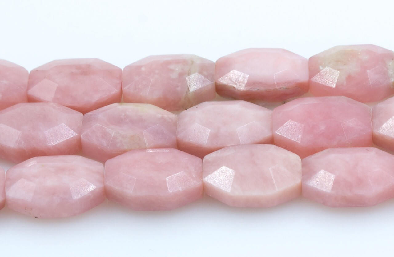 Beads Pink Opal(Peru) Faceted Ovals  POFa 