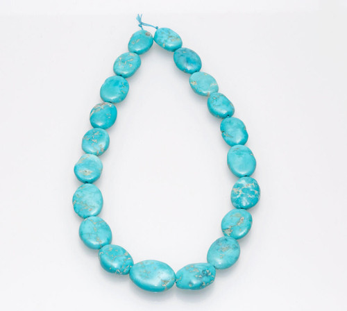 Turquoise Beads Sleeping Beauty Turquoise Flat Ovals - SBFL33a 