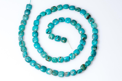 Turquoise Beads Nacozari  Turquoise Squares- 6mm Side Drilled NP7b1 