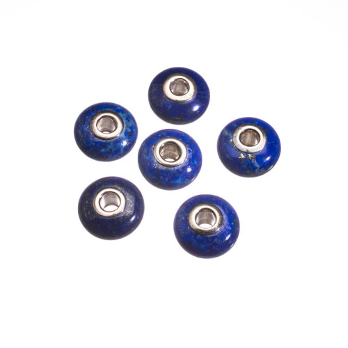 Beads Lapis & Sterling Silver Bead- 6 pcs-7x12mm LPS 