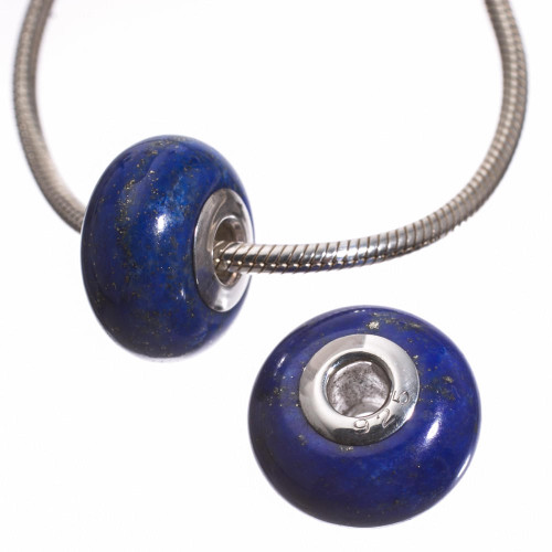 Beads   Lapis & Sterling Silver Bead- 2 pcs-7x12mm LPS2 