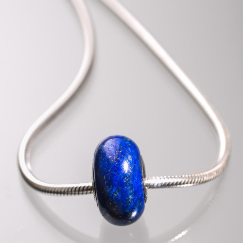 Beads Lapis & Sterling Silver Bead- 1 pc-7x12mm LPS1a 