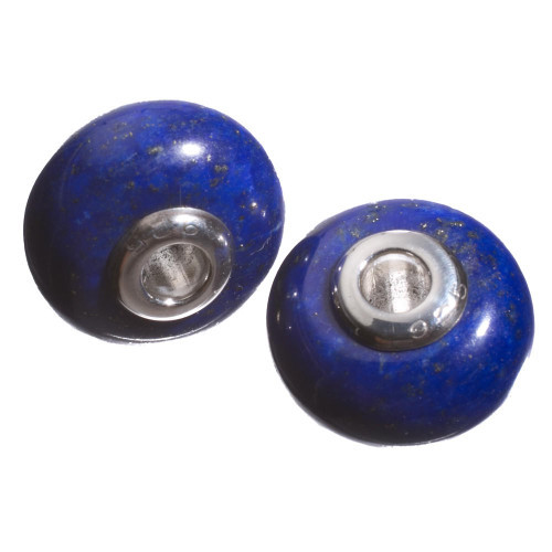 Beads Lapis & Sterling Silver Bead- 2 pc-9x14mm LPS14c 