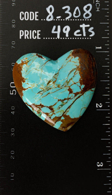 Hearts Number Eight Turquoise Heart - 37x36x6mm  8-308 