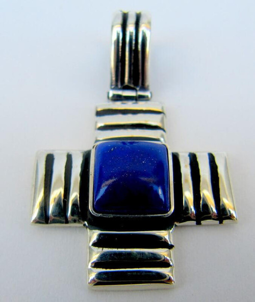  Sterling Silver Lapis Cross SSL1 