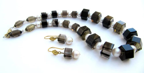  Pearl & Faceted Smokey Quartz  PS1 