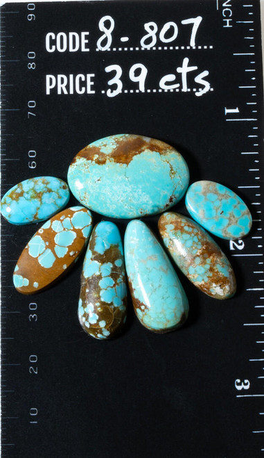 Turquoise Cabochons Number Eight Turquoise Nevada Set -39 cts   8-807 