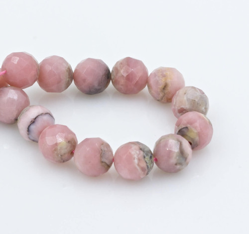 Beads Pink Opal(Peru) 10mm Faceted Rounds POFR10b 