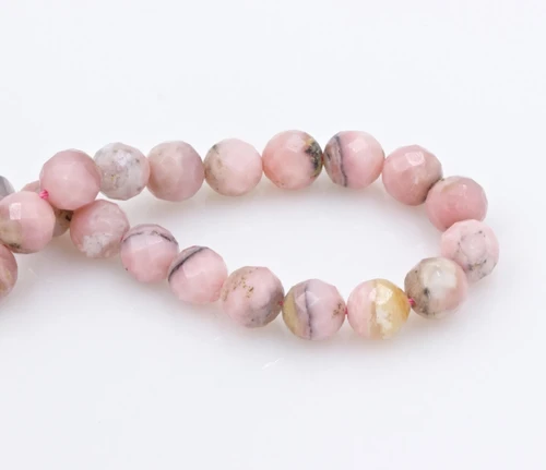 Beads Pink Opal(Peru)8mm Faceted Rounds POFR8a 