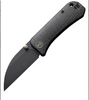 We Knife Company Ben Petersen Banter Folding Knife 2.85" S35VN Black Stonewashed Wharncliffe Blade, Black Burlap Micarta Handles, Liner Lock - WE19068J-1