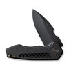 We Knife Company Michael Burch Harpen Frame Lock Flipper Knife 2.98" CPM-20CV Black Stonewashed Drop Point Blade, Black Venting Machined Titanium Handles - WE23019-1