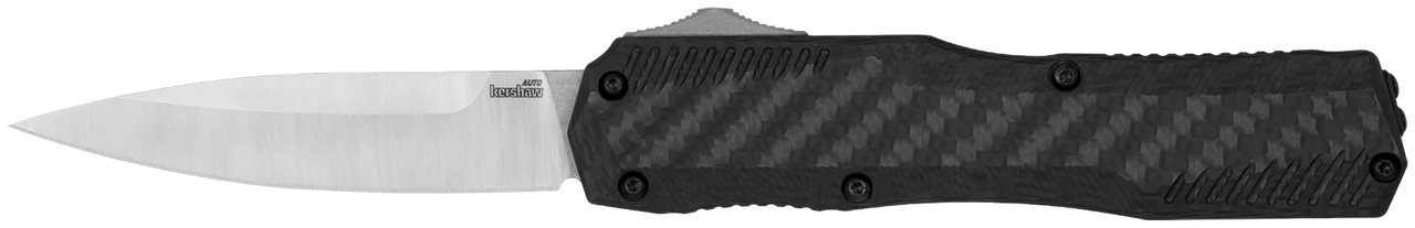 Kershaw 9000CF Livewire  3.35" OTF Dagger, Plain Black PVD CPM MagnaCut Steel Blade, Black Anodized Aluminum Handle
