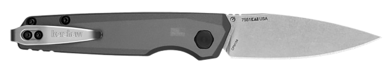 Kershaw 7551 Launch 18 Automatic 2.79" Folding Spear Point Plain Stonewashed CPM 154 SS Blade, Gray Anodized w/Black Oxide Hardware Aluminum Handle, Includes Pocket Clip