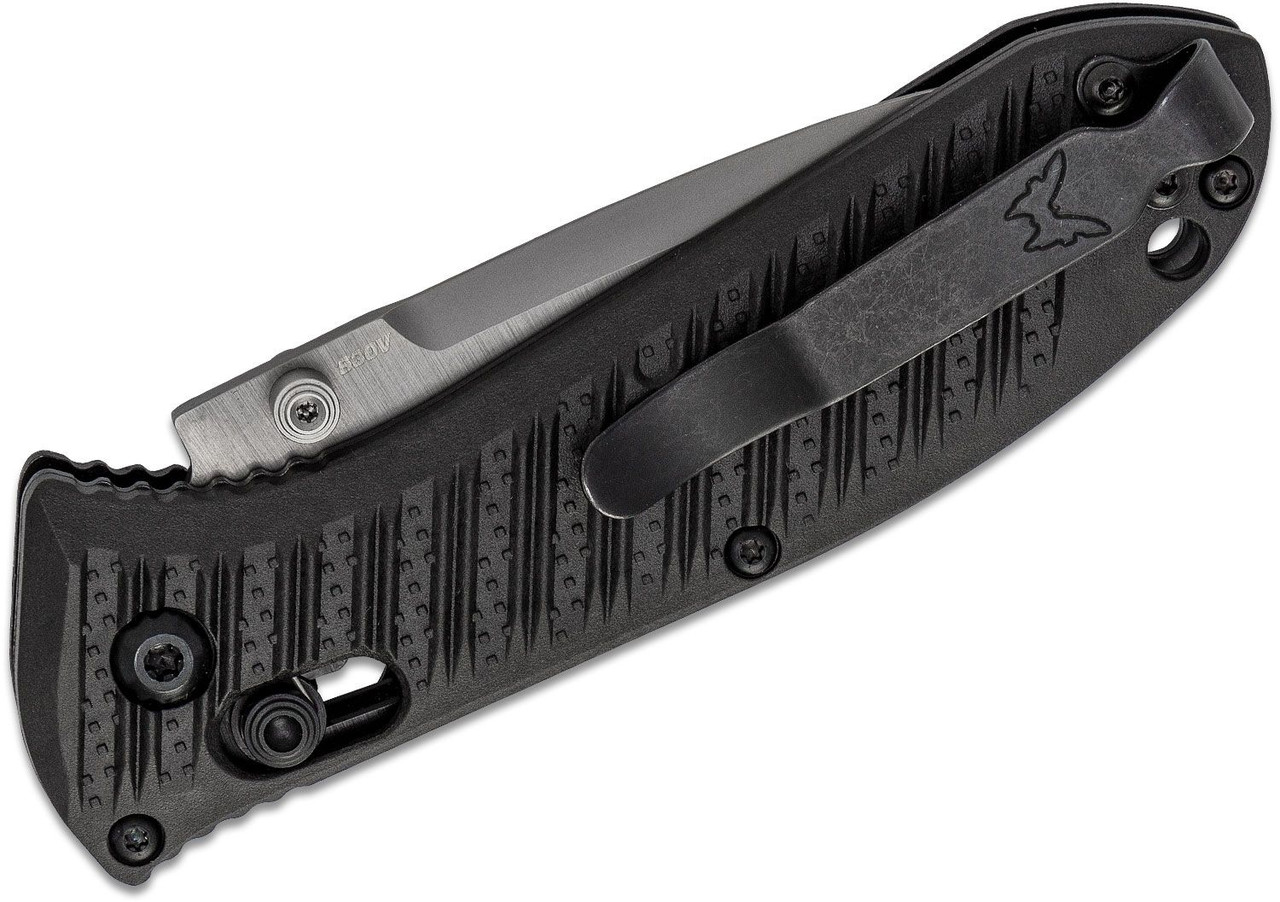 Benchmade Mini Presidio II Folding Knife 3.20" S30V Satin Plain Blade, Milled Black CF-Elite Handles, AXIS/Crossbar Lock - 575-1